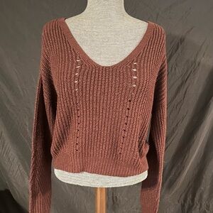 Aeropostale Women's V-Neck Burgundy Sweater